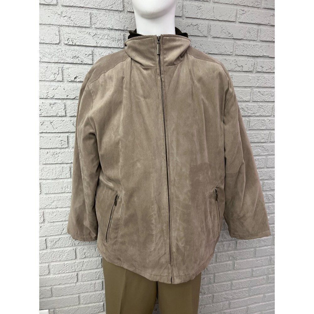 Weatherproof Men Microfiber Lined Tan Bomber Jacket Size L